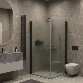 Душевой уголок на монопетле by Deonria U-90-89-6-S-B1 90x89см чёрный/сатин